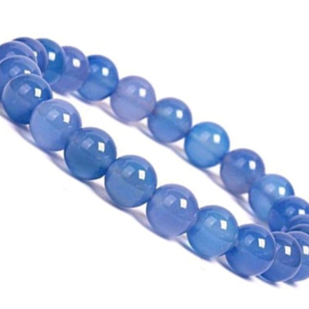 Blue Agate Yoga Healing Gemstone Stone Beaded Bracelet - 8mm
